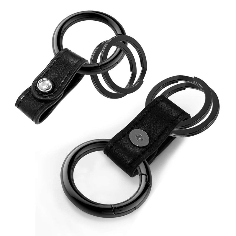 Idakekiy Zinc Alloy Key Rings Leather Part Button Key Clip Carabiner Keychain Split Keyrings for Men and Women - Image 3